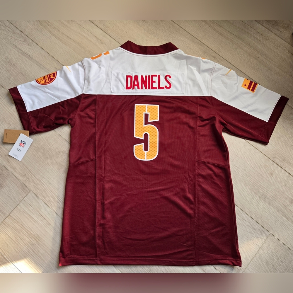Jayden Daniels #5 Burgundy Red White Jersey Men